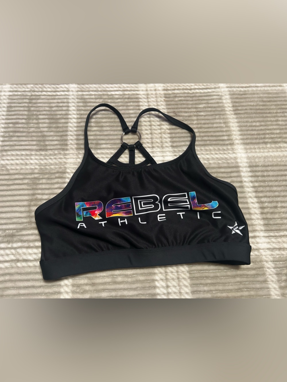 Rebel Athletic Black Strappy Crop Sports Bra